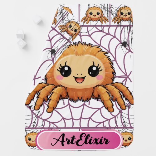 Spider Web Kawaii Print Baby Blanket