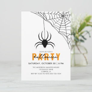 Spider & Web Modern Adult Halloween Party Invitation