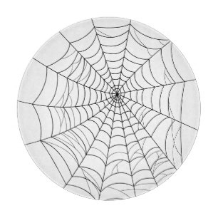 Spider Web Or Cobweb Minimal Line Art Halloween Cutting Board