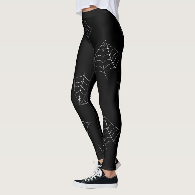 Spider Web Pattern Black Halloween  Leggings (Left)