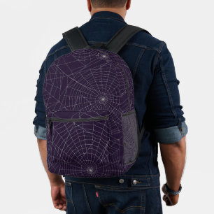 Spider Web Pattern on Dark Purple Printed Backpack
