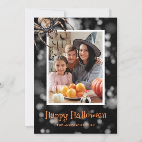 Spider Web Photo Happy Halloween Card