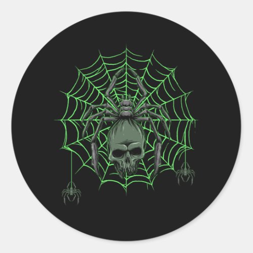 Spider Web Skull Horror Halloween Costume Spiderwe Classic Round Sticker