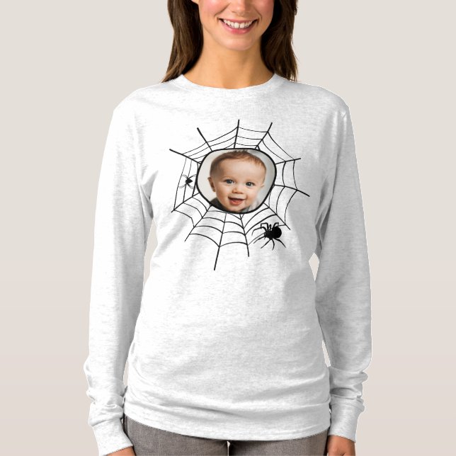 Spider web spiderweb spooky fun custom photo T-Shirt (Front)