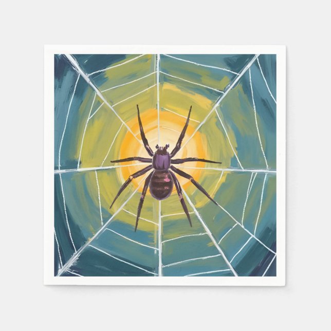 Spider Web Spooky Halloween Party Napkins (Front)