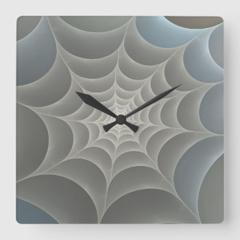 Spider Web Square Wall Clock by StellarEmporium at Zazzle