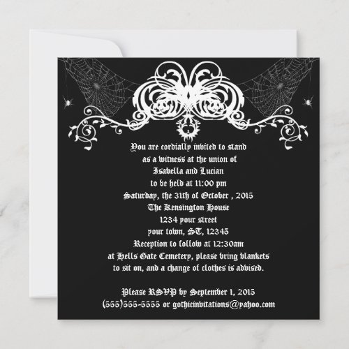 Spider Web Vines Goth Wedding Announcement