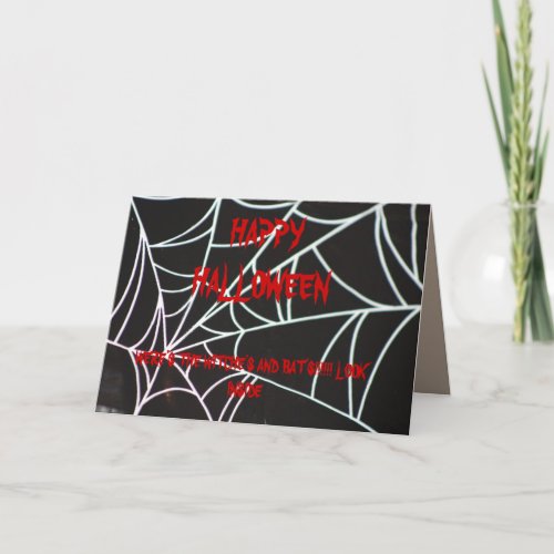 SPIDER WEB WITCH AND BAT Card