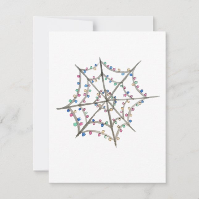 Spider Web with Christmas Lights, Greeting Card (Front)
