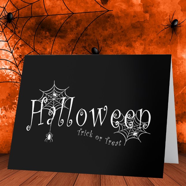 Spider webs and spiders over Halloween Thank You Card (Creator Uploaded)
