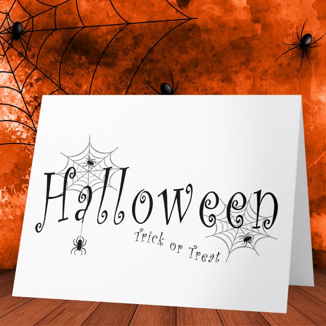 Spider webs and spiders over Halloween  Thank You Card (Creator Uploaded)