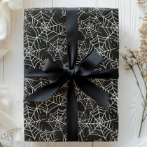 Spider Webs Black White Halloween Creepy Pattern Wrapping Paper