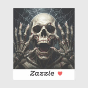 Spider Webs, Skull and Bones Spooky Halloween Sticker