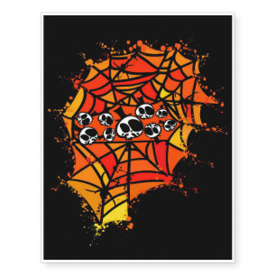 Spider Webs   Spiders Skull Temporary Tattoos