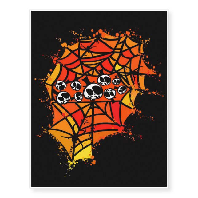 Spider Webs | Spiders Skull Temporary Tattoos (Front)