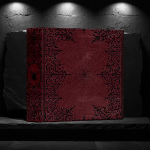 Spider Witch Dark Red Fantasy Spiderweb Flourish 3 Ring Binder