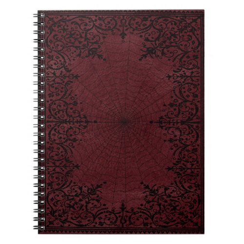 Spider Witch  Dark Red Fantasy Spiderweb Flourish Notebook