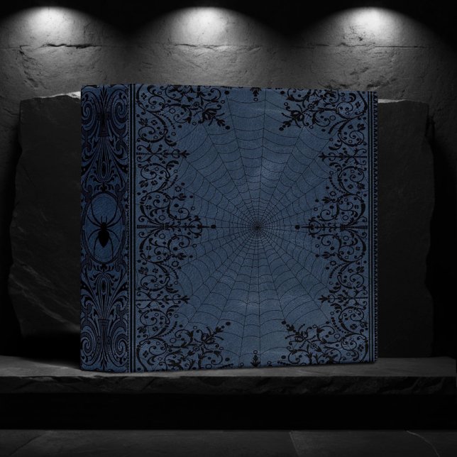 Spider Witch | Dusty Slate Blue Spiderweb Flourish 3 Ring Binder (Creator Uploaded)