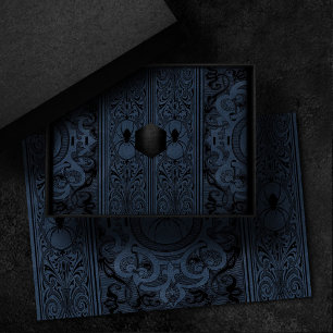 Spider Witch Dusty Slate Blue Spiderweb Flourish Tissue Paper