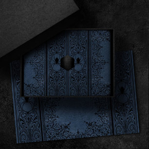 Spider Witch Dusty Slate Blue Spiderweb Flourish Tissue Paper