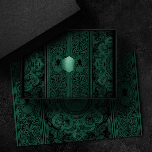 Spider Witch   Emerald Green Spiderweb Flourish Tissue Paper