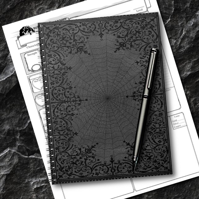 Spider Witch | Gray Fantasy Spiderweb Flourish Notebook (Creator Uploaded)