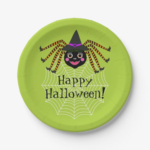 Spider Witch Halloween Party Paper Plates