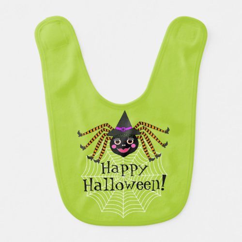 Spider Witch Happy Halloween Bib