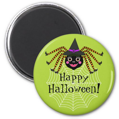 Spider Witch Happy Halloween Magnet