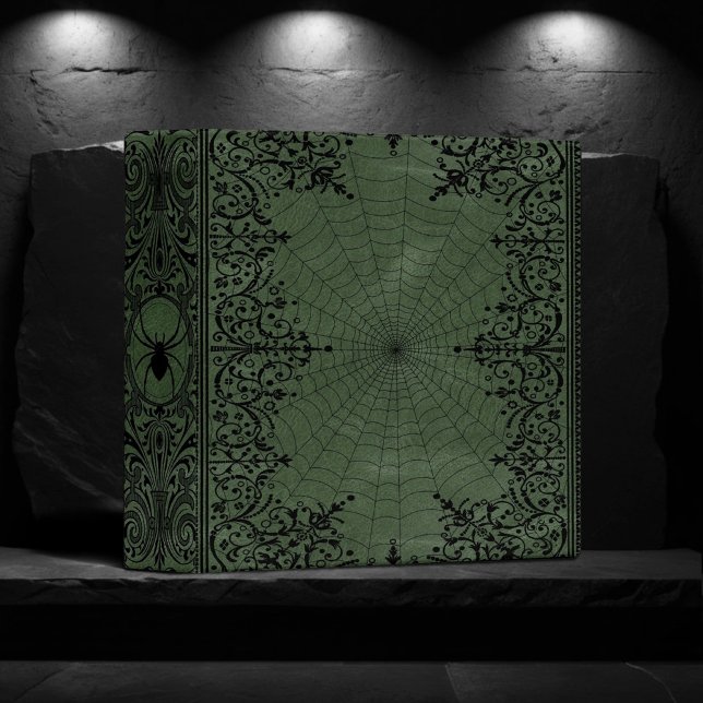 Spider Witch | Sage Green Spiderweb Flourish 3 Ring Binder (Creator Uploaded)