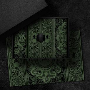 Spider Witch Sage Green Spiderweb Flourish Tissue Paper