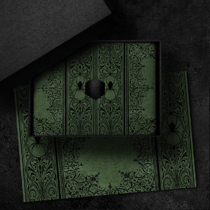 Spider Witch Sage Green Spiderweb Flourish Tissue Paper