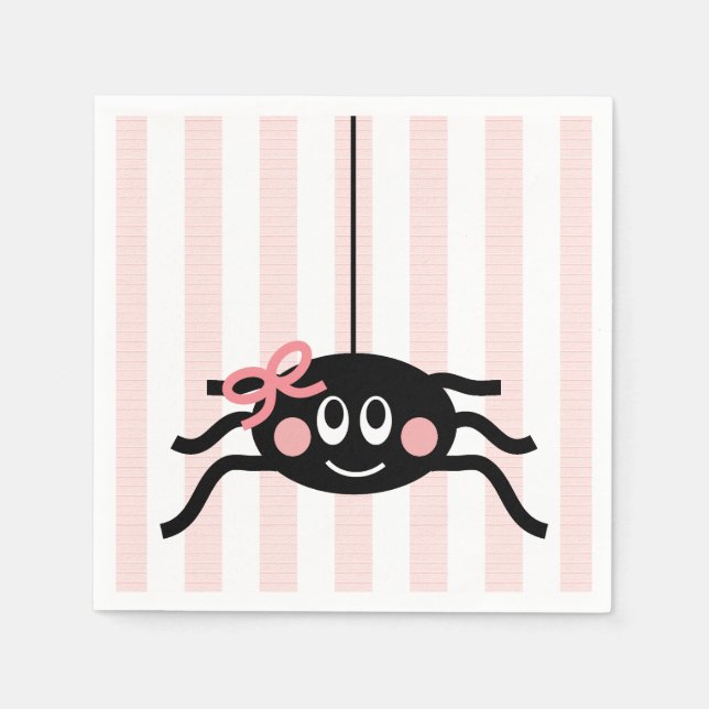 Spider with Pink Bow Paper Napkins (Front)