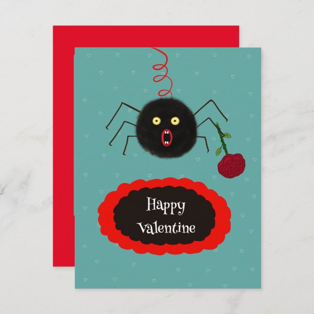 Spider with rose holiday card (Front/Back)