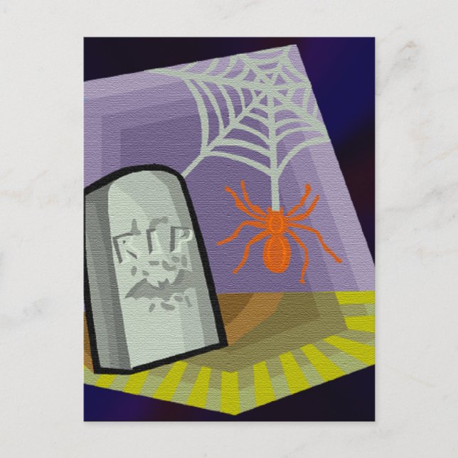 Spider with Web & RIP Marker Postcard (Front)