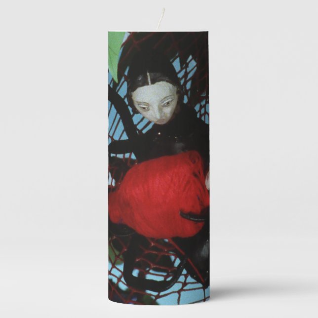 Spider Woman & Bird Girl - Blood Tea & Red String Pillar Candle (Front)