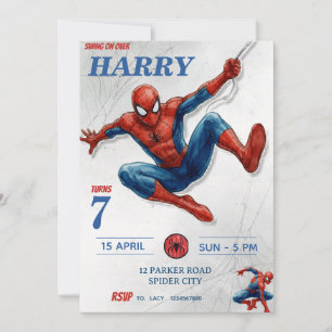 Spiderman Theme Birthday Superhero Spider Party fo Invitation