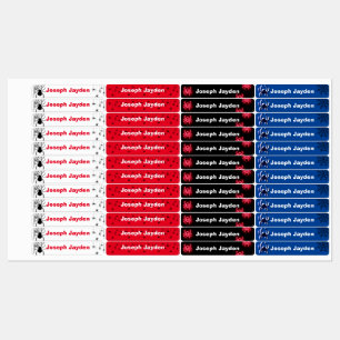 Spiders and Superhero Web Theme Waterproof Name Kids' Labels
