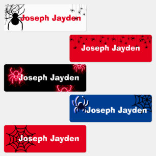 Spiders and Superhero Web Theme Waterproof Name Kids' Labels