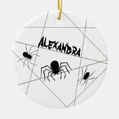 Spiders and Web Halloween Ceramic Ornament