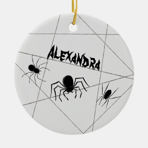 Spiders and Web Halloween Ceramic Ornament