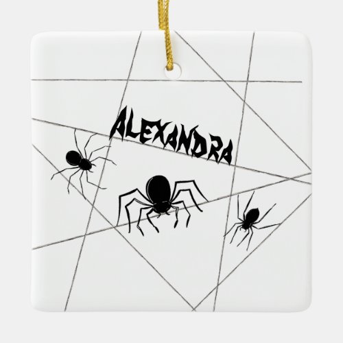 Spiders and Web Halloween Ceramic Ornament