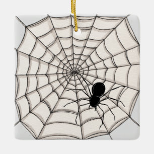 Spiders and Web Halloween Ceramic Ornament