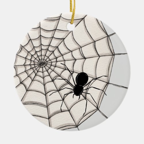 Spiders and Web Halloween Ceramic Ornament