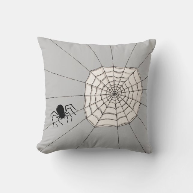 Spiders and Web Halloween Cushion (Front)