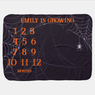 Spiders and Webs Baby Growing Milestones Baby Blanket