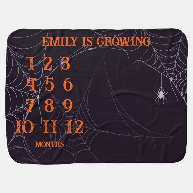 Spiders and Webs Baby Growing Milestones  Baby Blanket (Horizontal)