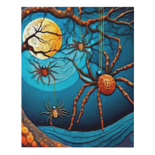 Spiders at night faux canvas print