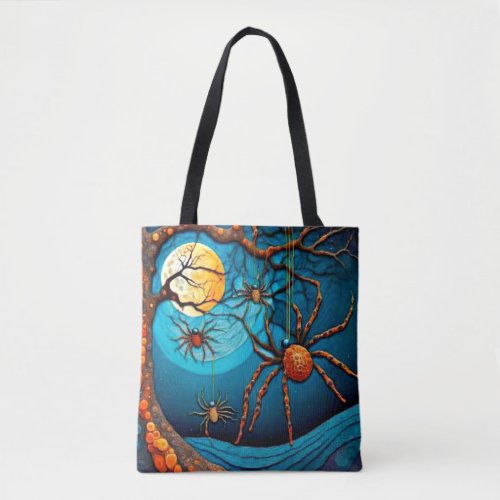 Spiders at night tote bag