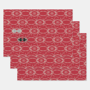 Spiders - Blood Red and Bone White Wrapping Paper Sheets